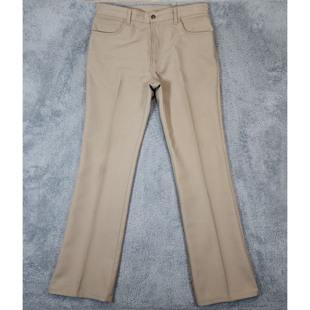 Levis 517 Bootcut Pants Mens Beige 36x34 Polyester Western Cowboy Trousers 90s